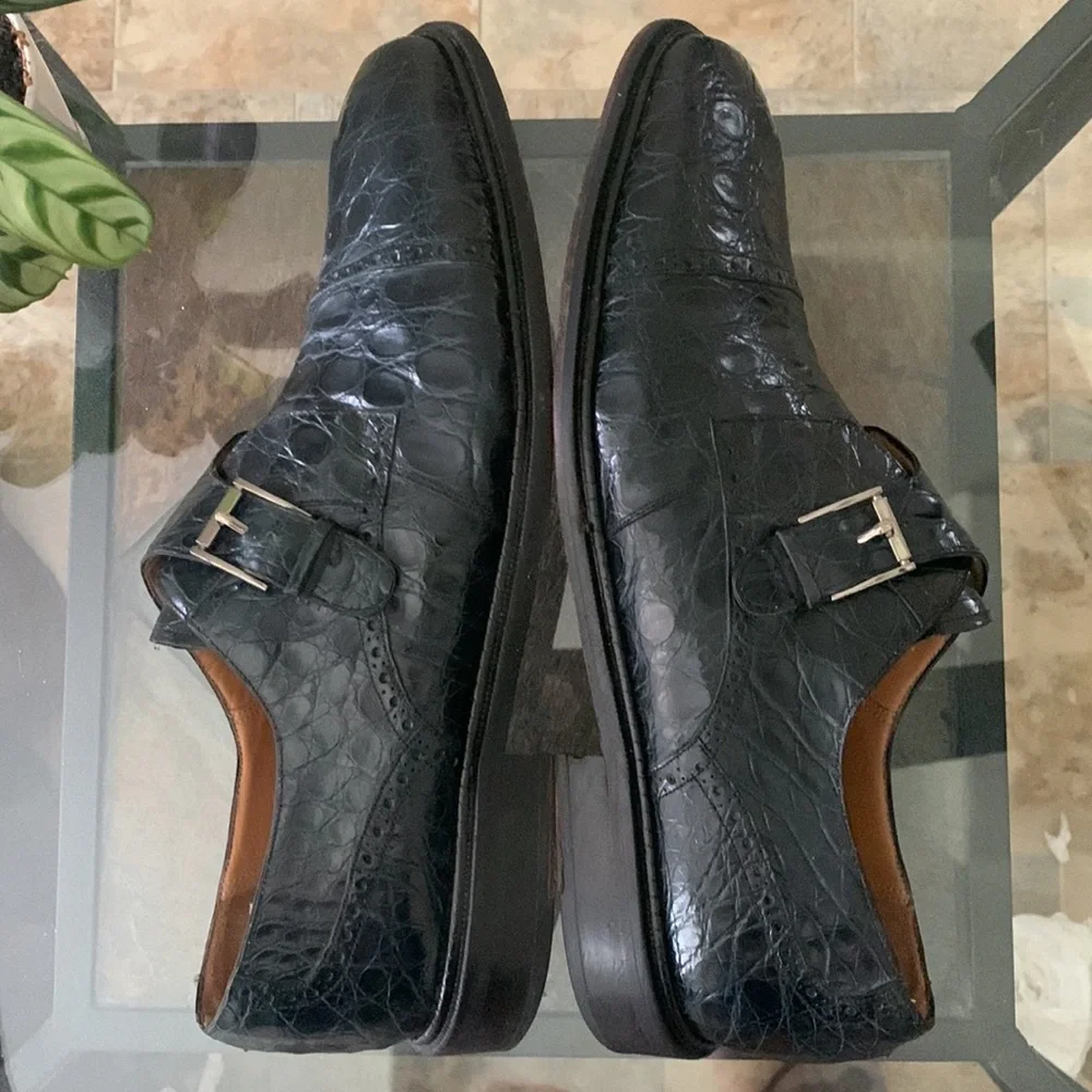 Genuine Crocodile Monk Strap Leather Loafers | PAOLO DE MARCO